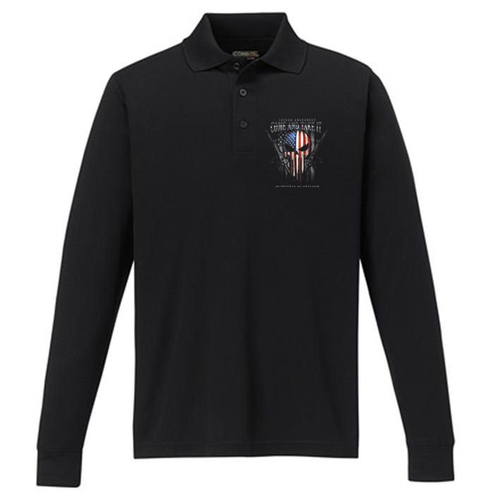 Second Amendment Come And Take It In Defense Of Freedom Performance Long Sleeve Polo