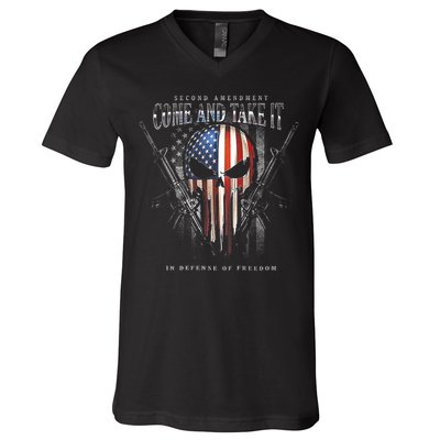 Second Amendment Come And Take It In Defense Of Freedom V-Neck T-Shirt