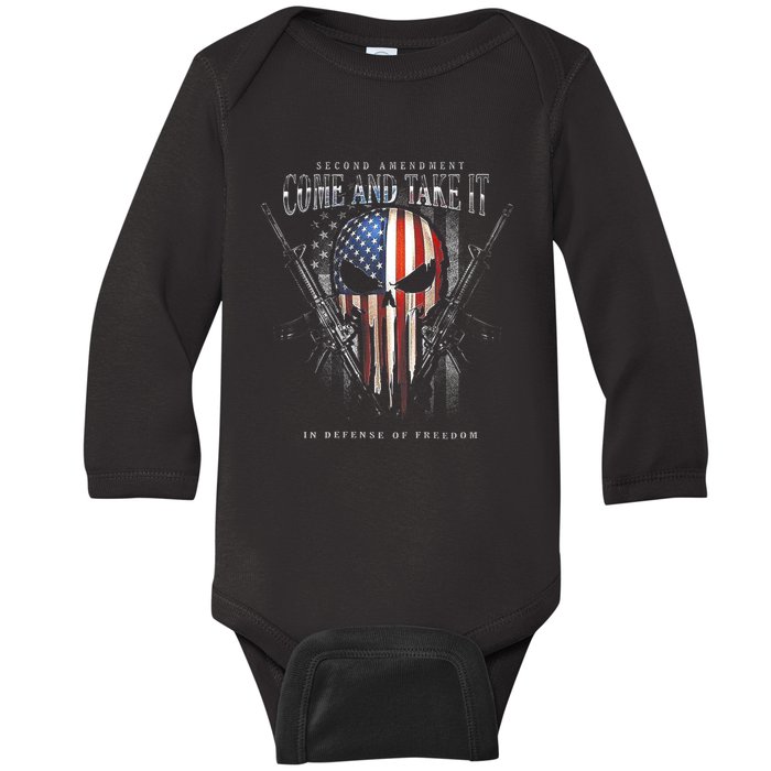 Second Amendment Come And Take It In Defense Of Freedom Baby Long Sleeve Bodysuit