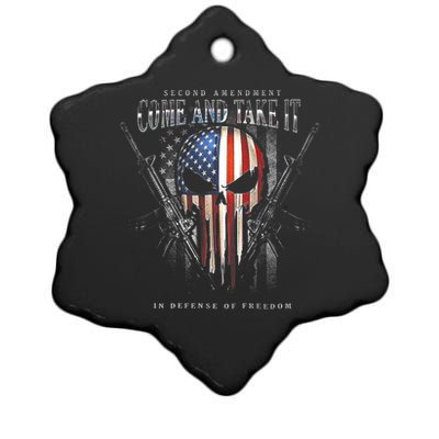 Second Amendment Come And Take It In Defense Of Freedom Ceramic Star Ornament