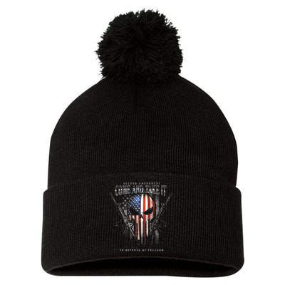 Second Amendment Come And Take It In Defense Of Freedom Pom Pom 12in Knit Beanie