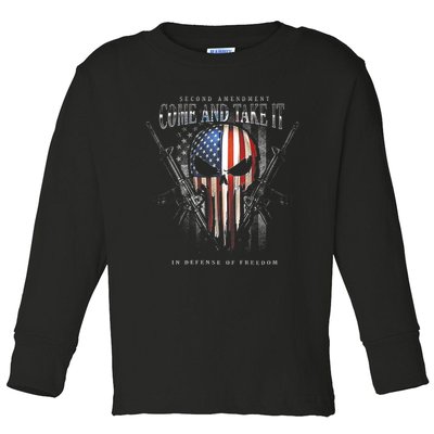 Second Amendment Come And Take It In Defense Of Freedom Toddler Long Sleeve Shirt