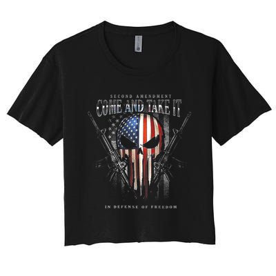 Second Amendment Come And Take It In Defense Of Freedom Women's Crop Top Tee