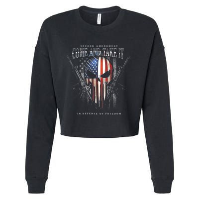 Second Amendment Come And Take It In Defense Of Freedom Cropped Pullover Crew