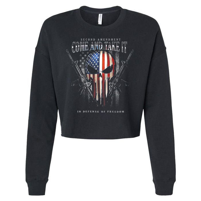 Second Amendment Come And Take It In Defense Of Freedom Cropped Pullover Crew