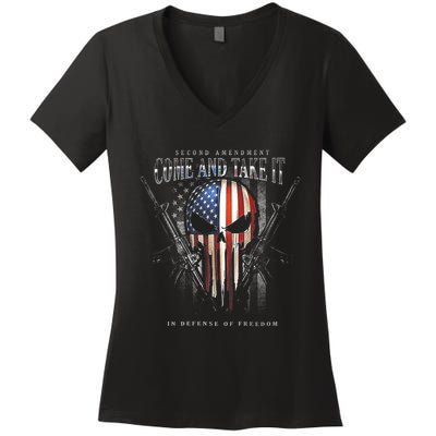 Second Amendment Come And Take It In Defense Of Freedom Women's V-Neck T-Shirt