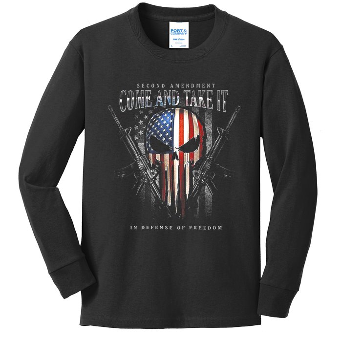 Second Amendment Come And Take It In Defense Of Freedom Kids Long Sleeve Shirt