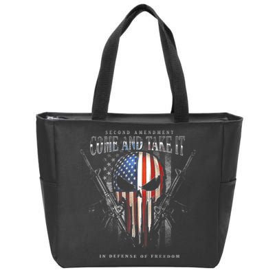 Second Amendment Come And Take It In Defense Of Freedom Zip Tote Bag