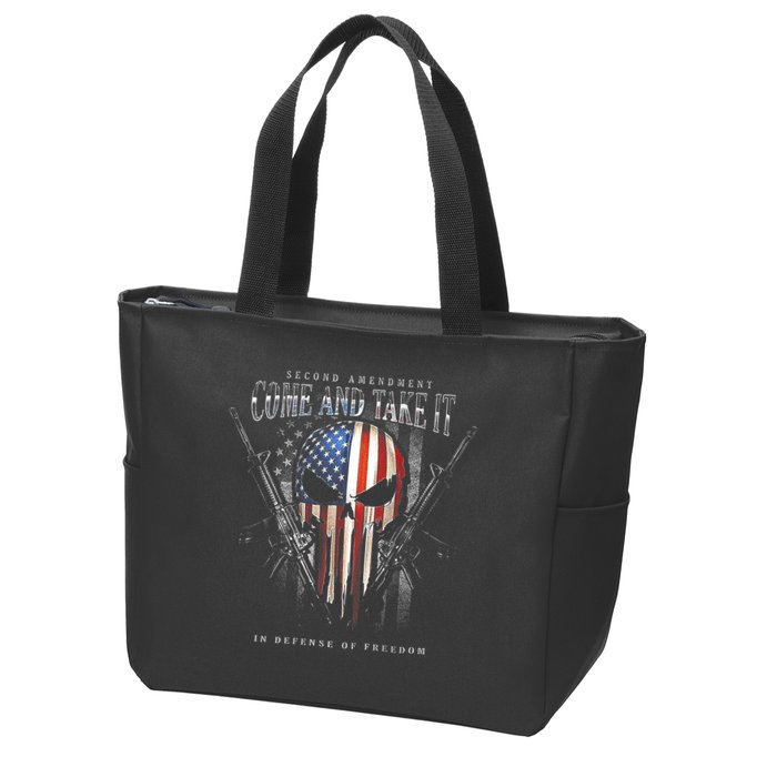 Second Amendment Come And Take It In Defense Of Freedom Zip Tote Bag