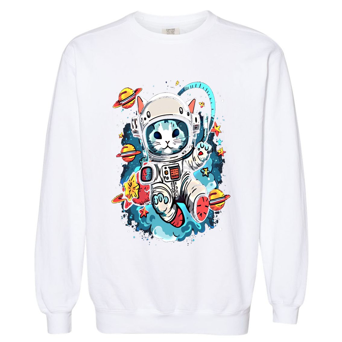 Space Astronaut Cat Astronomy Kitten Anime Neko Kawaii Gift Garment-Dyed Sweatshirt