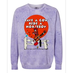 Save A Cow Ride A Horse Boy Colorblast Crewneck Sweatshirt