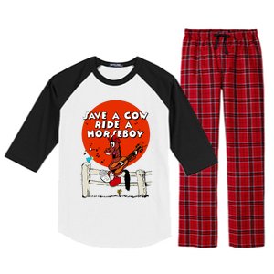 Save A Cow Ride A Horse Boy Raglan Sleeve Pajama Set