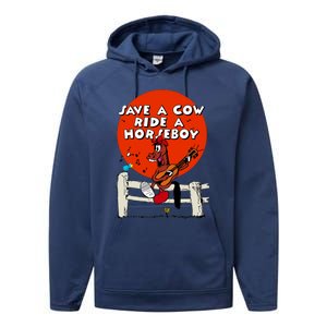 Save A Cow Ride A Horse Boy Performance Fleece Hoodie