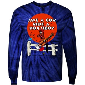 Save A Cow Ride A Horse Boy Tie-Dye Long Sleeve Shirt