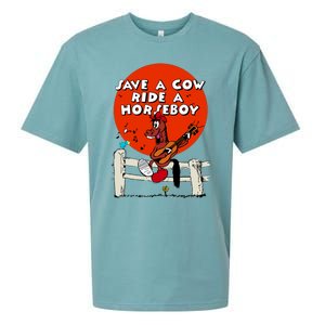 Save A Cow Ride A Horse Boy Sueded Cloud Jersey T-Shirt