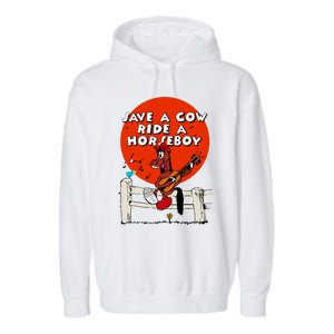 Save A Cow Ride A Horse Boy Garment-Dyed Fleece Hoodie