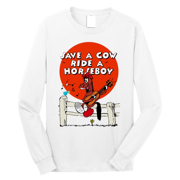 Save A Cow Ride A Horse Boy Long Sleeve Shirt