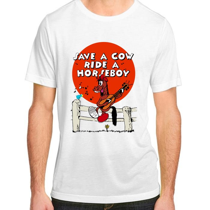 Save A Cow Ride A Horse Boy Adult ChromaSoft Performance T-Shirt