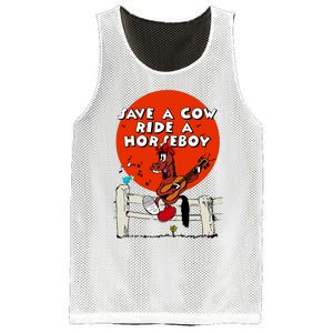 Save A Cow Ride A Horse Boy Mesh Reversible Basketball Jersey Tank