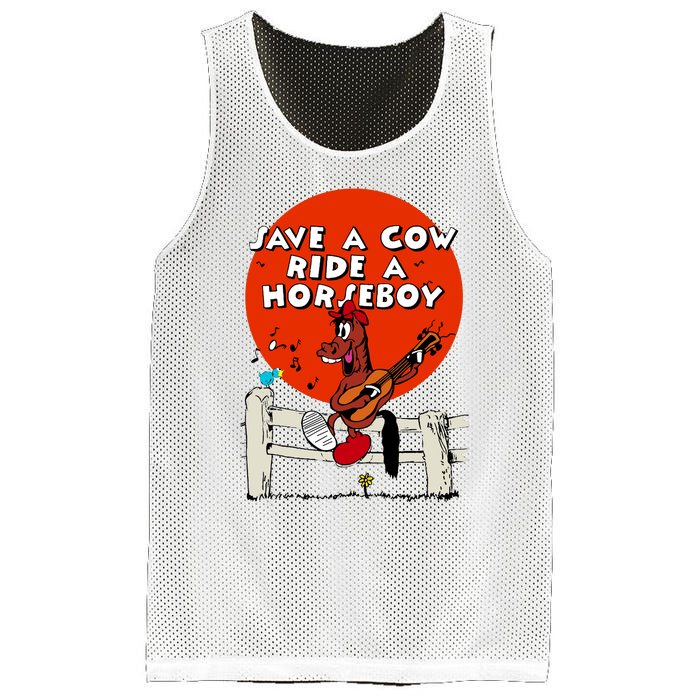 Save A Cow Ride A Horse Boy Mesh Reversible Basketball Jersey Tank