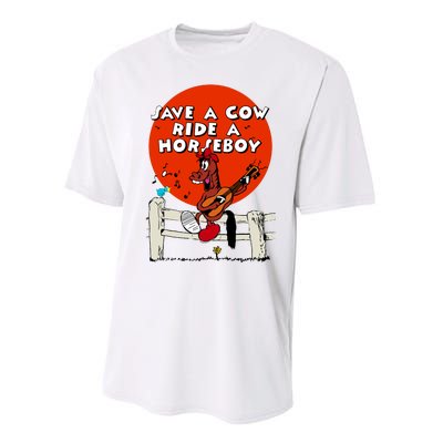 Save A Cow Ride A Horse Boy Performance Sprint T-Shirt