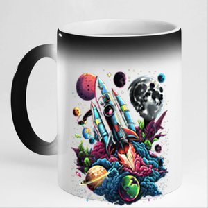 Space Astronaut Cat Galaxy Kitten Anime Neko Kawaii Gift 11oz Black Color Changing Mug