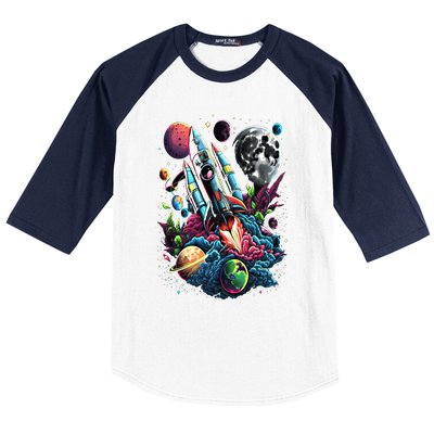 Space Astronaut Cat Galaxy Kitten Anime Neko Kawaii Gift Baseball Sleeve Shirt