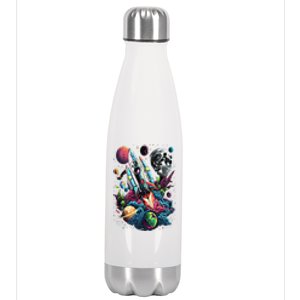 Space Astronaut Cat Galaxy Kitten Anime Neko Kawaii Gift Stainless Steel Insulated Water Bottle