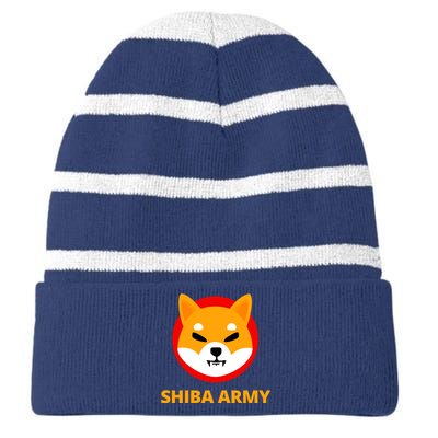 Shiba Army Crypto Currency Striped Beanie with Solid Band