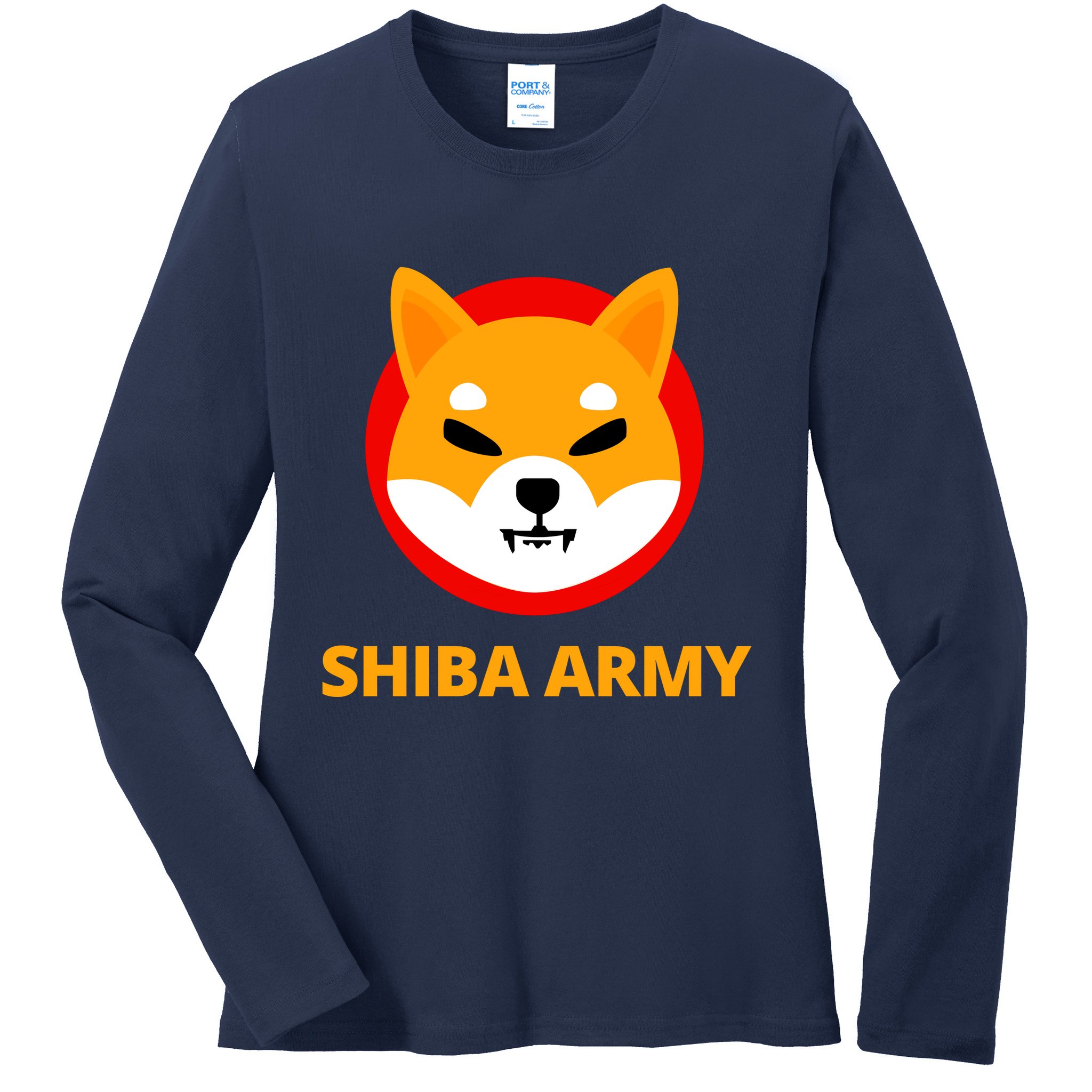 Shiba Army Crypto Currency Ladies Long Sleeve Shirt