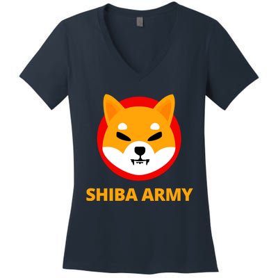 Shiba Army Crypto Currency Women's V-Neck T-Shirt