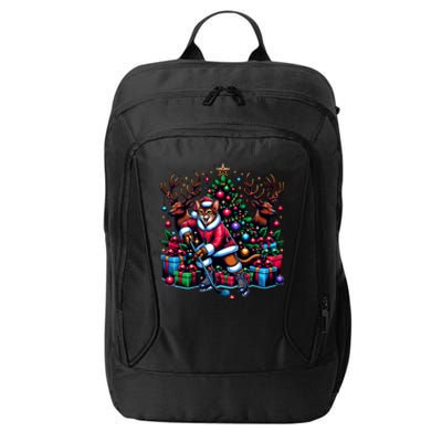 Santa Abyssinian Cat Is Playing Hockey Meaningful Gift City Backpack