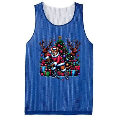 Santa Abyssinian Cat Is Playing Hockey Meaningful Gift Mesh Reversible Basketball Jersey Tank