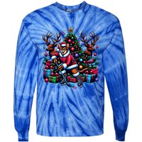 Santa Abyssinian Cat Is Playing Hockey Meaningful Gift Tie-Dye Long Sleeve Shirt