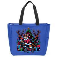 Santa Abyssinian Cat Is Playing Hockey Meaningful Gift Zip Tote Bag