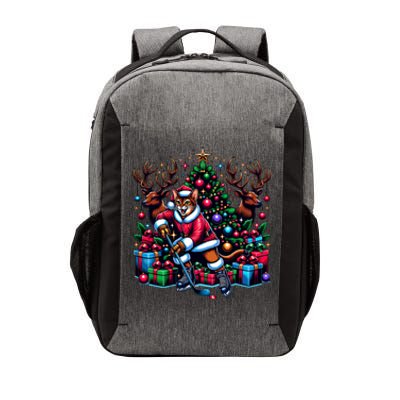 Santa Abyssinian Cat Is Playing Hockey Meaningful Gift Vector Backpack