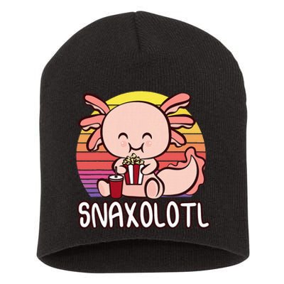 Snaxalotl A Cute Kawaii Axolotl Snacking As Snaxolotl Short Acrylic Beanie