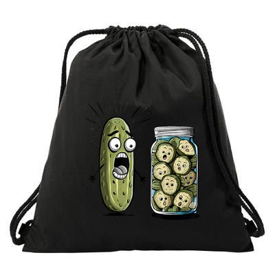 Surprise A Cucumber And A Jar Of Sliced Pickles Funny Pickle Gift Drawstring Bag
