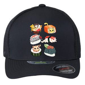 Sushi Anime Cats Kawaii Neko Sushi Lover Japanese Food Gift Flexfit Unipanel Trucker Cap