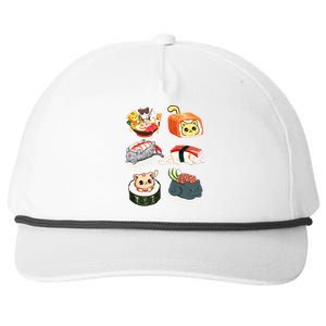 Sushi Anime Cats Kawaii Neko Sushi Lover Japanese Food Gift Snapback Five-Panel Rope Hat