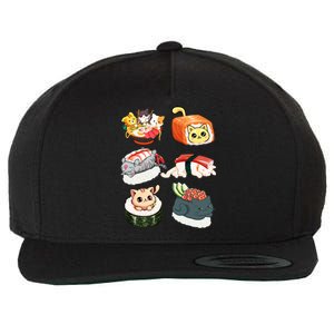 Sushi Anime Cats Kawaii Neko Sushi Lover Japanese Food Gift Wool Snapback Cap