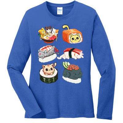 Sushi Anime Cats Kawaii Neko Sushi Lover Japanese Food Gift Ladies Long Sleeve Shirt