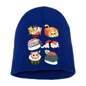 Sushi Anime Cats Kawaii Neko Sushi Lover Japanese Food Gift Short Acrylic Beanie