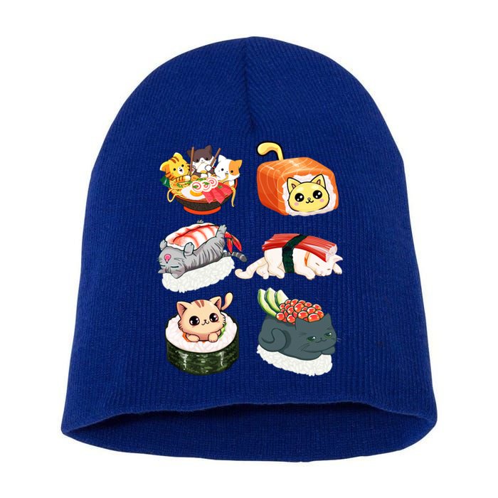 Sushi Anime Cats Kawaii Neko Sushi Lover Japanese Food Gift Short Acrylic Beanie