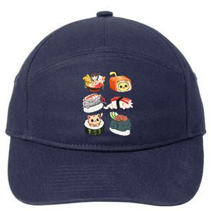 Sushi Anime Cats Kawaii Neko Sushi Lover Japanese Food Gift 7-Panel Snapback Hat