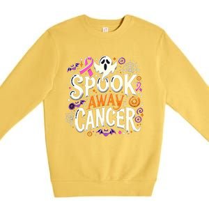 Spook Away Cancer October Halloween Breast Cancer Awareness Premium Crewneck Sweatshirt