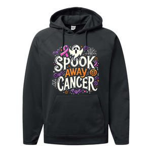 Spook Away Cancer October Halloween Breast Cancer Awareness Performance Fleece Hoodie