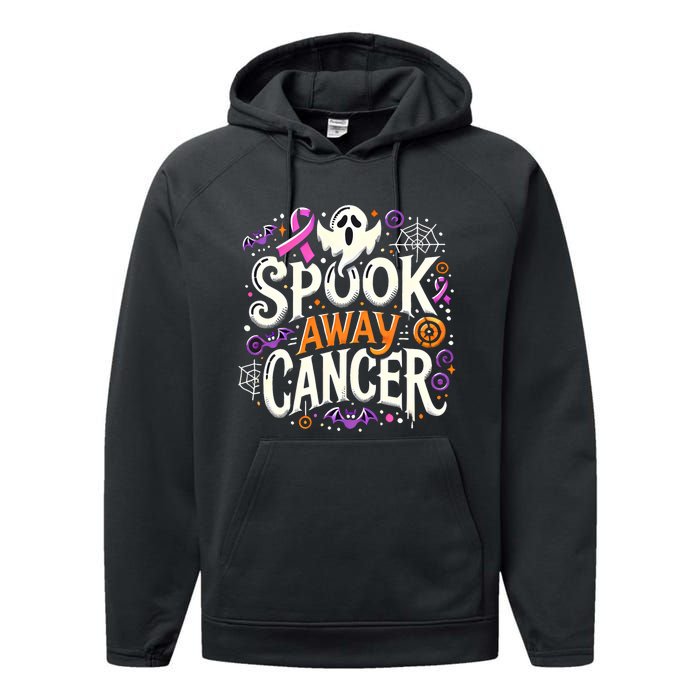 Spook Away Cancer October Halloween Breast Cancer Awareness Performance Fleece Hoodie