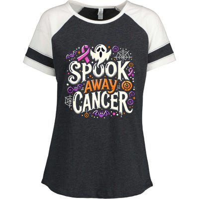 Spook Away Cancer October Halloween Breast Cancer Awareness Enza Ladies Jersey Colorblock Tee