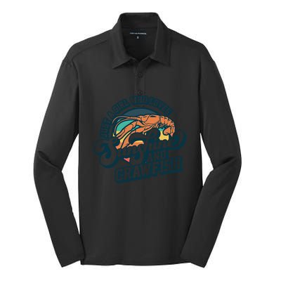 Sunshine And Crawfish Boil Retro Cajun Seafood Festival Meaningful Gift Silk Touch Performance Long Sleeve Polo